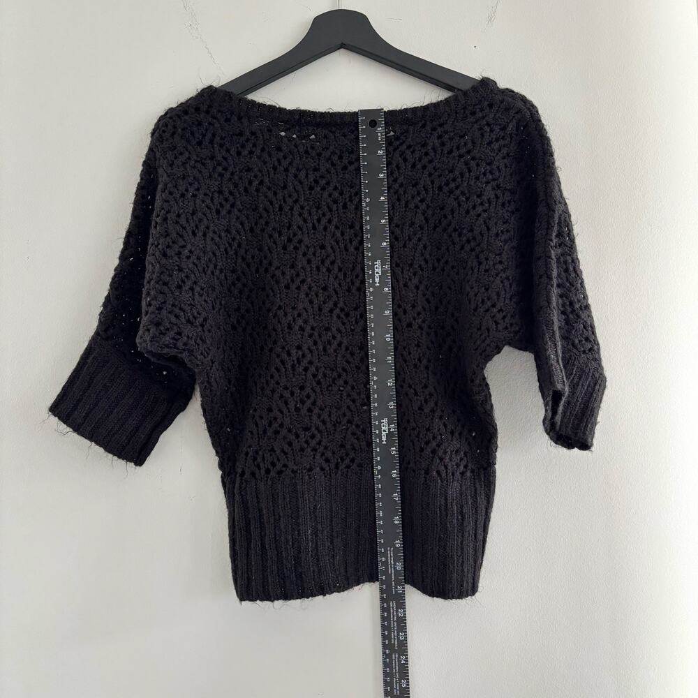 Y2K It's Our Time Crochet Knit Sweater Black Size Small - Picture 3 of 4